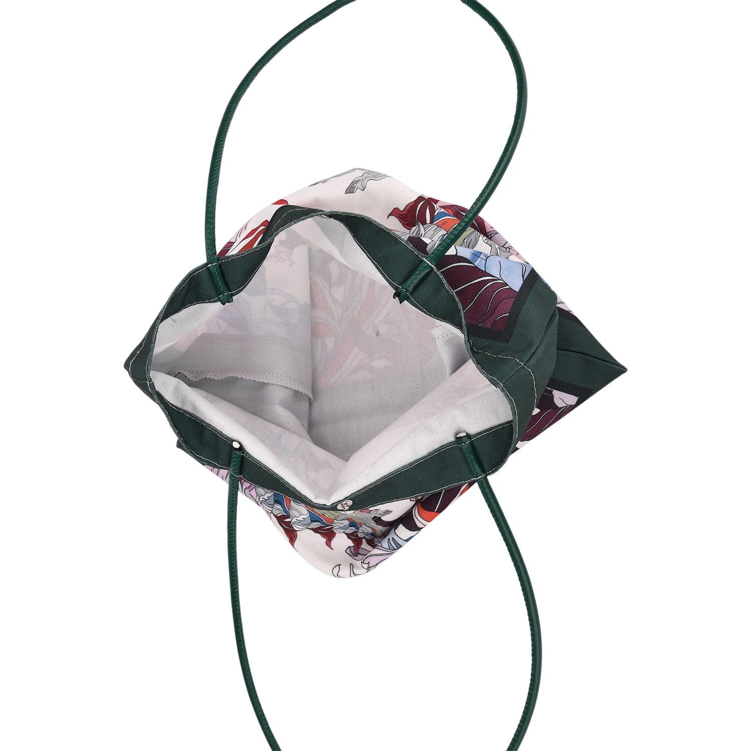 2er-Set Einkaufstaschen mit floralem Motiv, 34x40 cm, Dunkelgrün