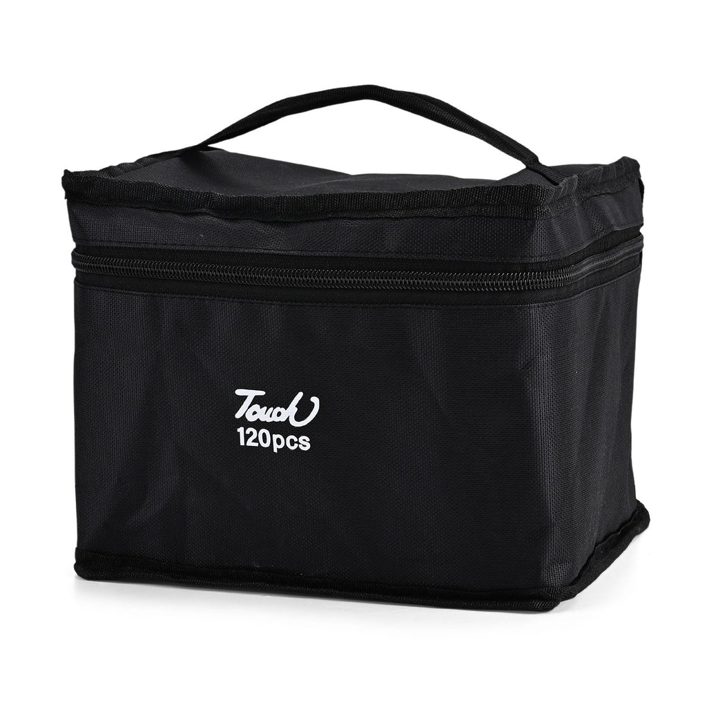 Set mit 120 Dual-Markern und Aufbewahrungstasche, Größe 21x17x16 cm, Schwarz