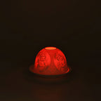 LED-Porzellan-Teelichthalter - Motiv Engel, 13-Farben-LED mit Fernbedienung, Durchmesser 10,5 cm, Höhe 7,5 cm