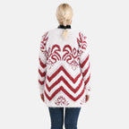Cardigan mit abstraktem Blumenmuster und Taschen, One Size, Länge 78 cm, Rot