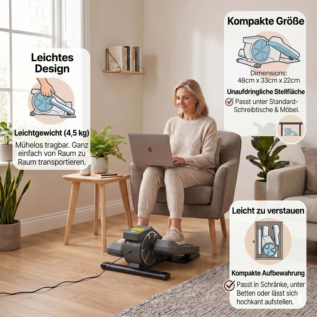 LIVMORE -Kompakter Elektro Stepper, Anti Rutsch Pedale, Anzeige und Fernbedienung, 47 x 42 x 23.5 cm, Schwarz