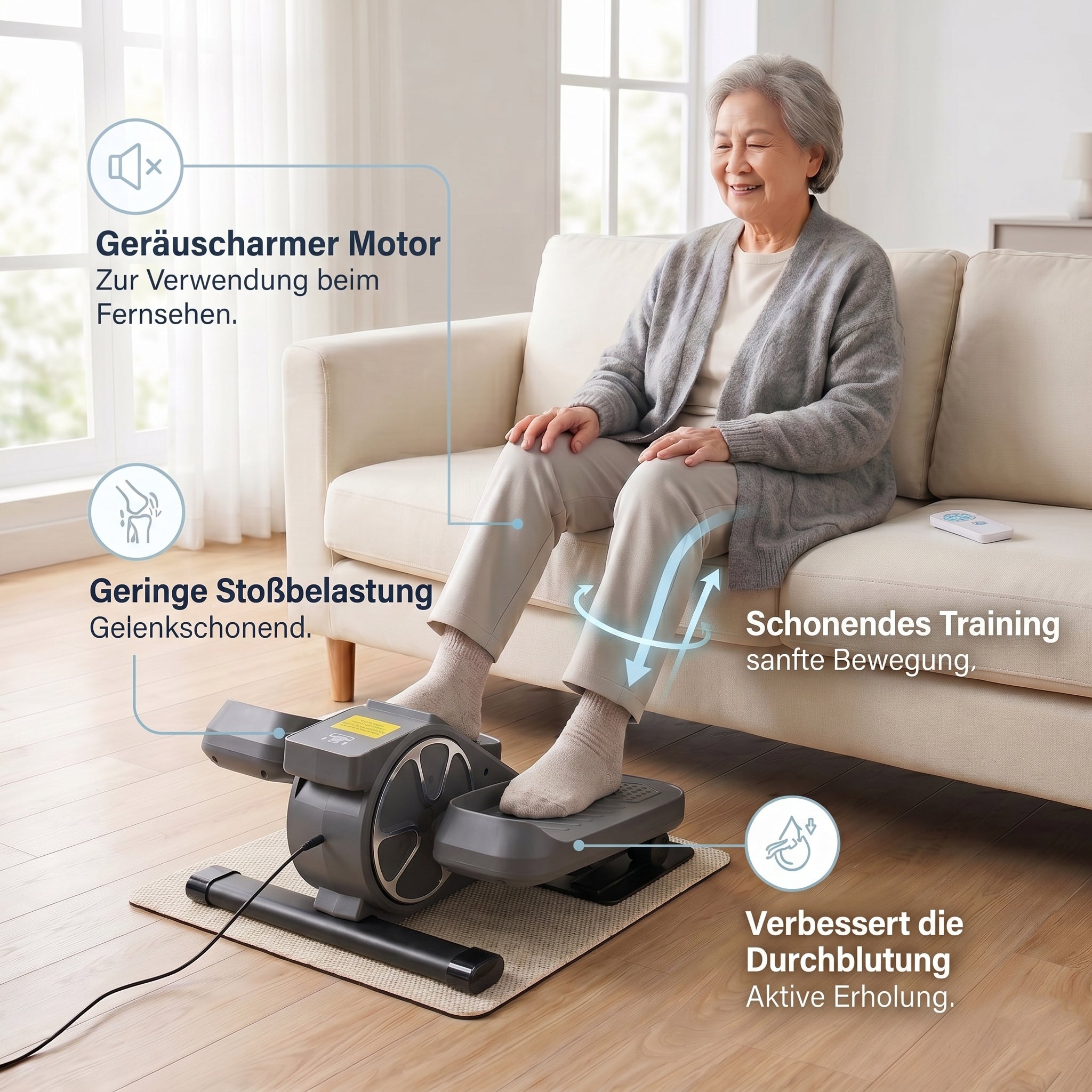 LIVMORE -Kompakter Elektro Stepper, Anti Rutsch Pedale, Anzeige und Fernbedienung, 47 x 42 x 23.5 cm, Schwarz