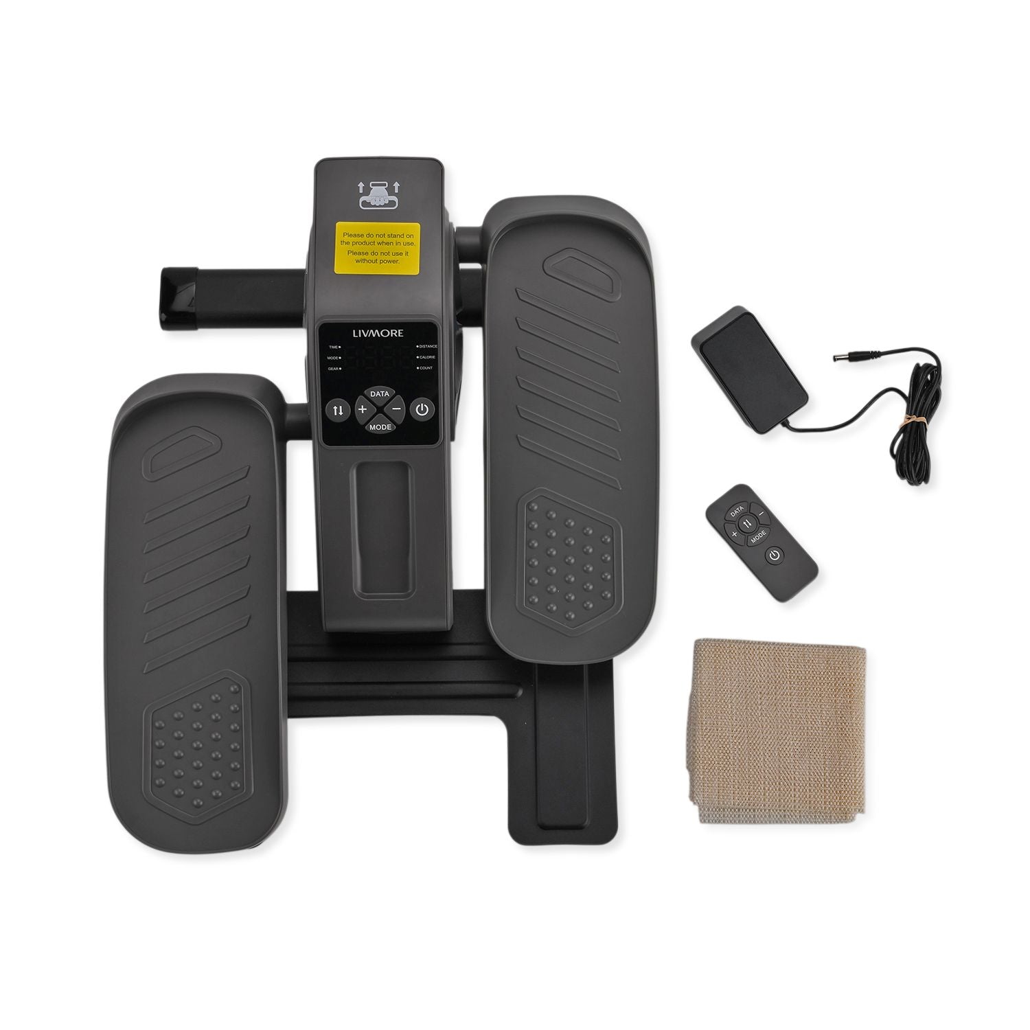 LIVMORE -Kompakter Elektro Stepper, Anti Rutsch Pedale, Anzeige und Fernbedienung, 47 x 42 x 23.5 cm, Schwarz