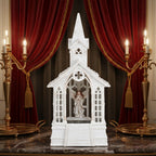 Weihnachts Deko Wasser Lampe Kirche Engel, warmweißes LED, 2 Weihnachtsmelodien, 11 x 7.8 x 23 cm, Weiß, Batteriebetrieb 3 x AAA nicht enthalten