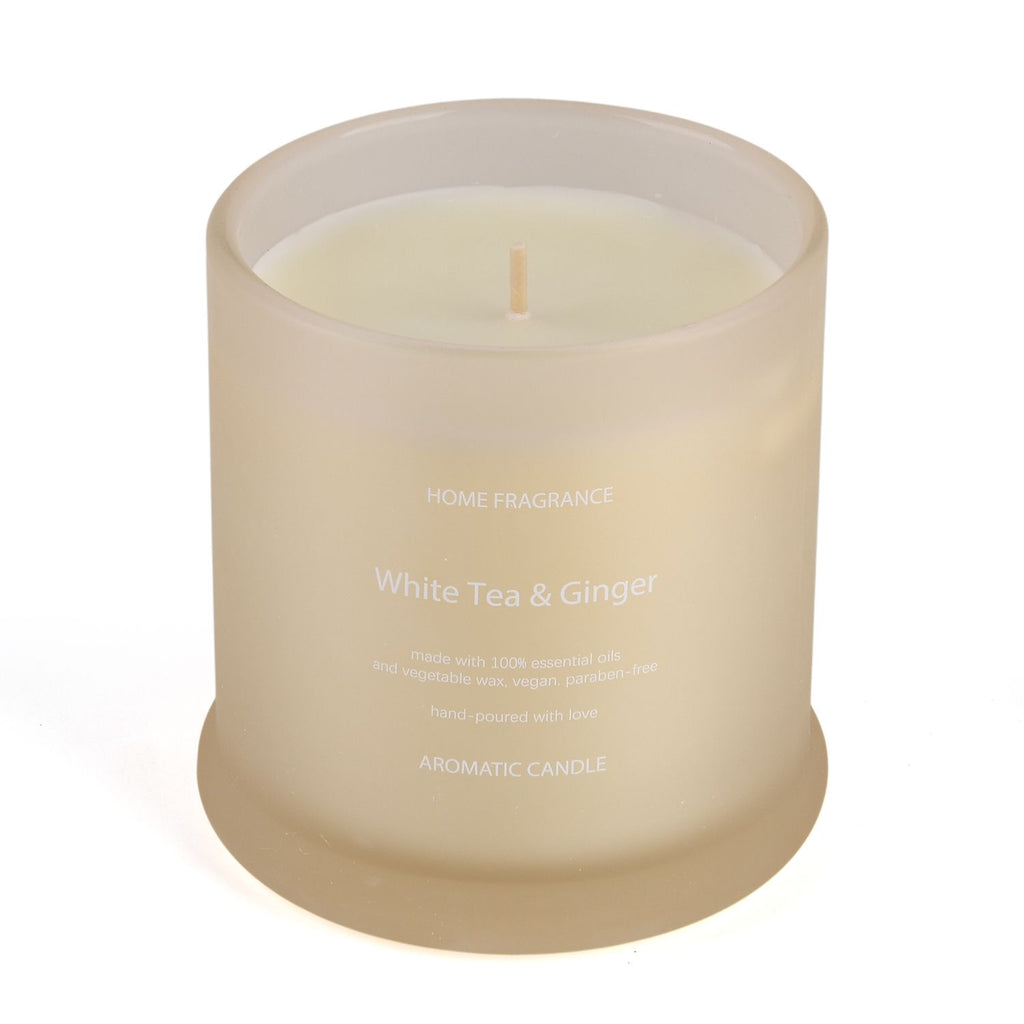 LIVMORE Home Fragrance Kollektion, Duftkerze im Farbglas, Weißer Tee Ingwer, 370 g Sojawachs, 55 Std., 10,2 x 10,2 x 13 cm