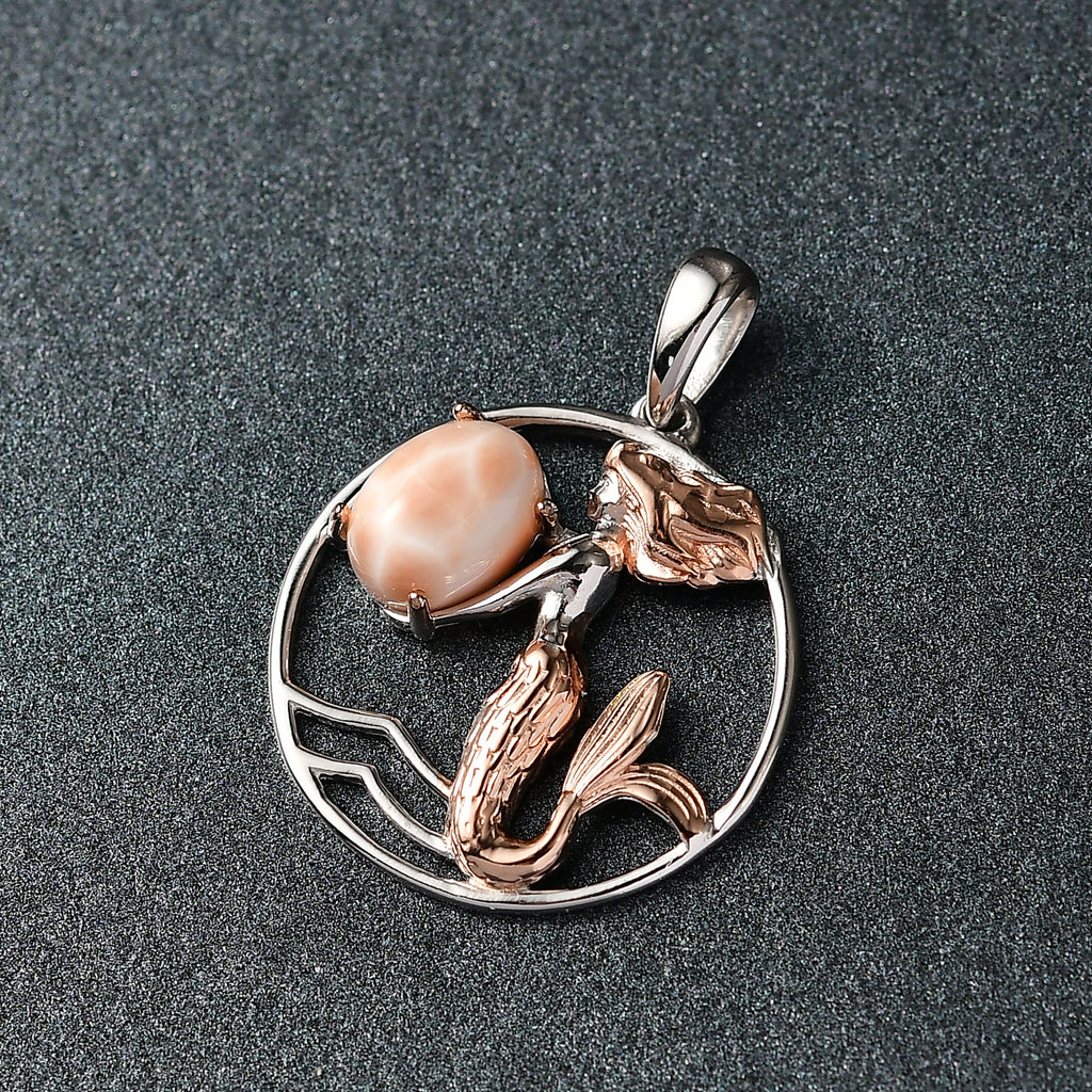 D’joy AA Natrolith Anhänger 925 Silber Überlagerung aus Roségold und Platin ca. 1,16 ct.