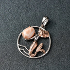 D’joy AA Natrolith Anhänger 925 Silber Überlagerung aus Roségold und Platin ca. 1,16 ct.