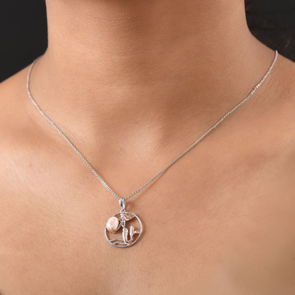 D’joy AA Natrolith Anhänger 925 Silber Überlagerung aus Roségold und Platin ca. 1,16 ct.