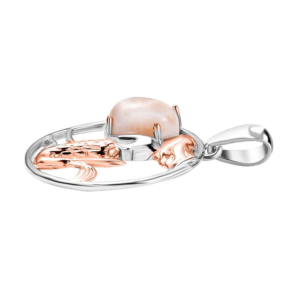 D’joy AA Natrolith Anhänger 925 Silber Überlagerung aus Roségold und Platin ca. 1,16 ct.