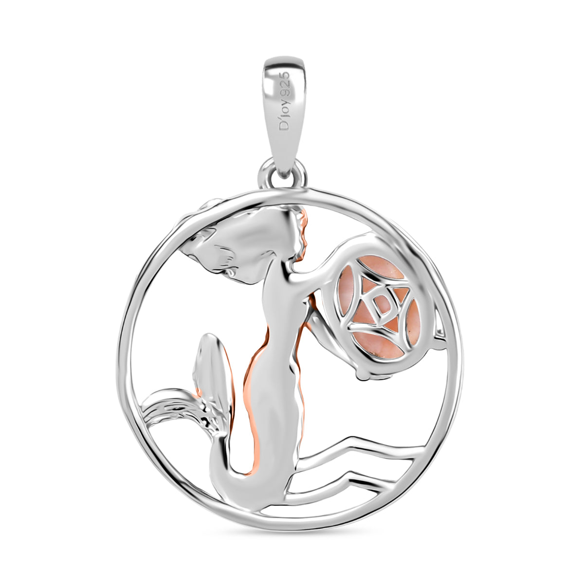 D’joy AA Natrolith Anhänger 925 Silber Überlagerung aus Roségold und Platin ca. 1,16 ct.