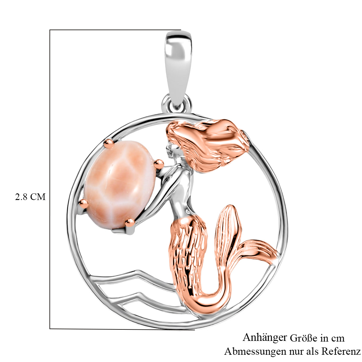 D’joy AA Natrolith Anhänger 925 Silber Überlagerung aus Roségold und Platin ca. 1,16 ct.