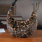 Leopardenmuster-Hobo-Tasche, 30x20 cm, Braun-Beige