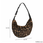 Leopardenmuster-Hobo-Tasche, 30x20 cm, Braun-Beige