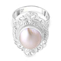 Weiße Mabe Perle (16x12 mm) Ring 925 Silber