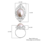 Weiße Mabe Perle (16x12 mm) Ring 925 Silber