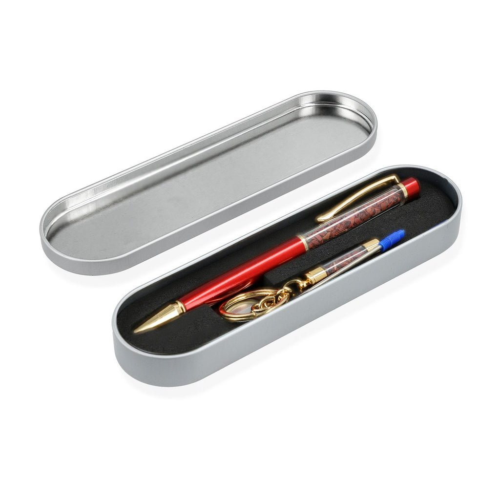 Edelstein Stift Set Roter Jaspis, Stift Schlüsselanhänger Mine, Rot