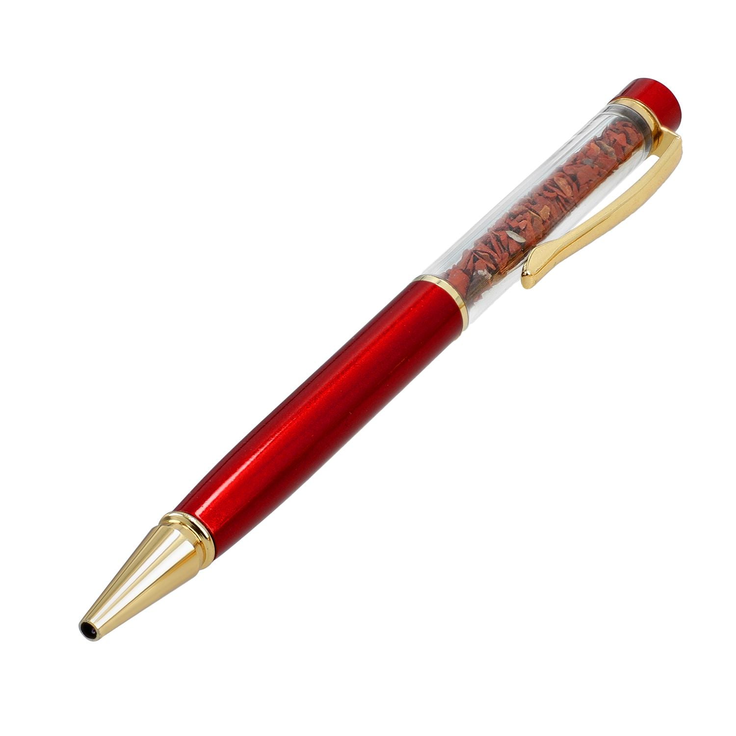 Edelstein Stift Set Roter Jaspis, Stift Schlüsselanhänger Mine, Rot