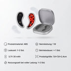 BEAUTECH Rotlicht Augenmassagegerät 620 nm mit EMS Mikrostimulation, inkl. 7 Paar Pads, kompakt 7.6 x 7.6 x 2.4 cm, Weiß