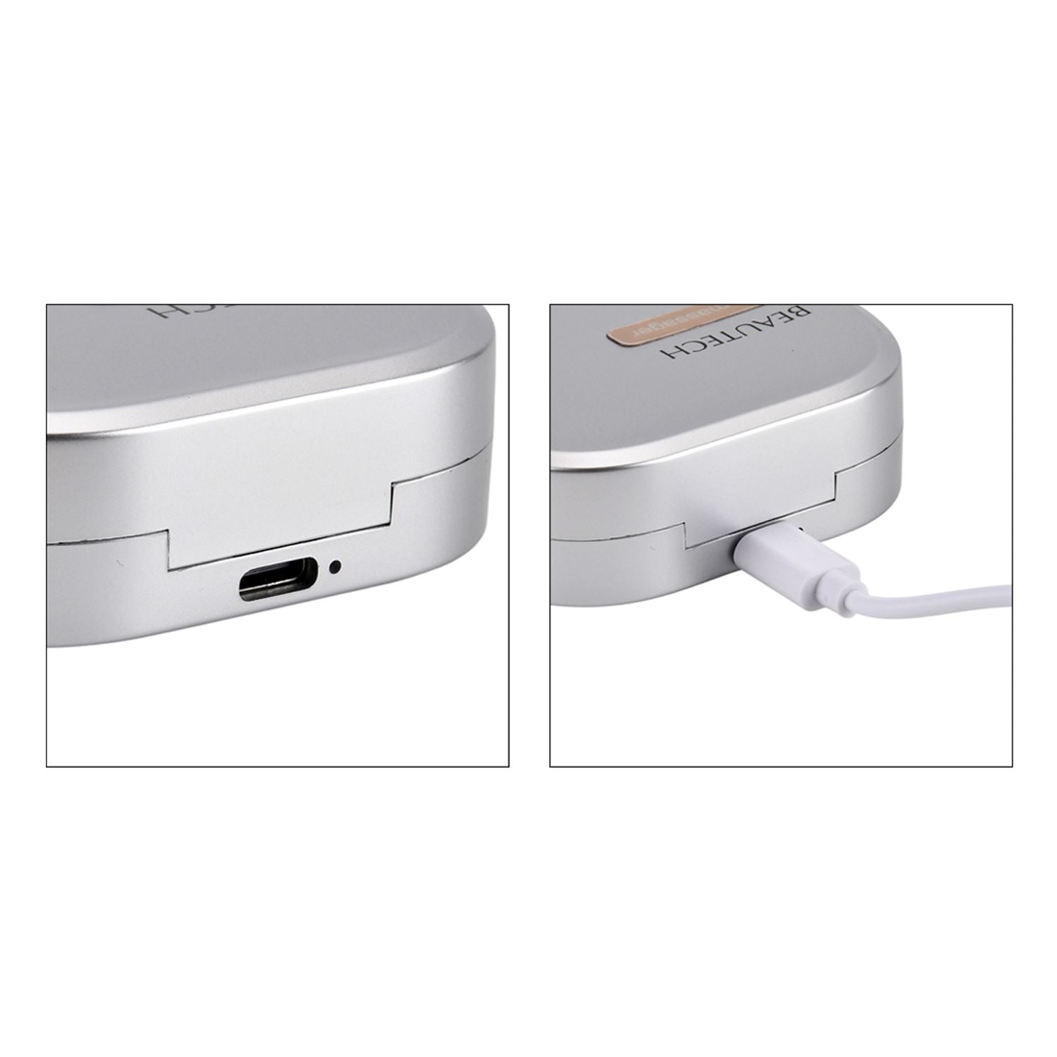 BEAUTECH Rotlicht Augenmassagegerät 620 nm mit EMS Mikrostimulation, inkl. 7 Paar Pads, kompakt 7.6 x 7.6 x 2.4 cm, Weiß