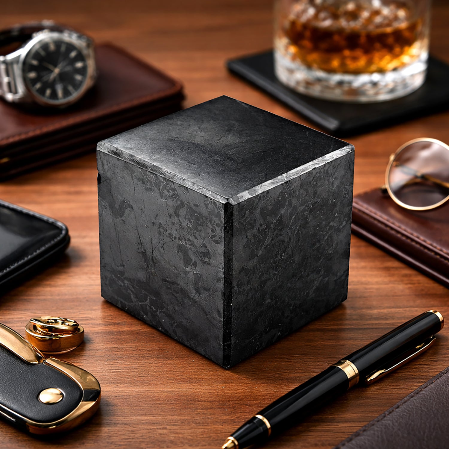Shungit Quadrat 4 cm ca. 110 g Schwarz