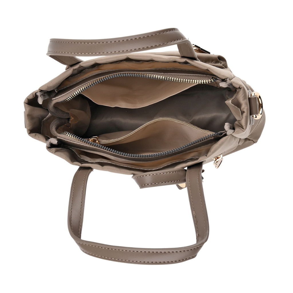 Urban Nylon Crossbody Tasche, 3 Außenfächer und 2 Innenfächer, 22 x 23 x 9 cm, Taupe