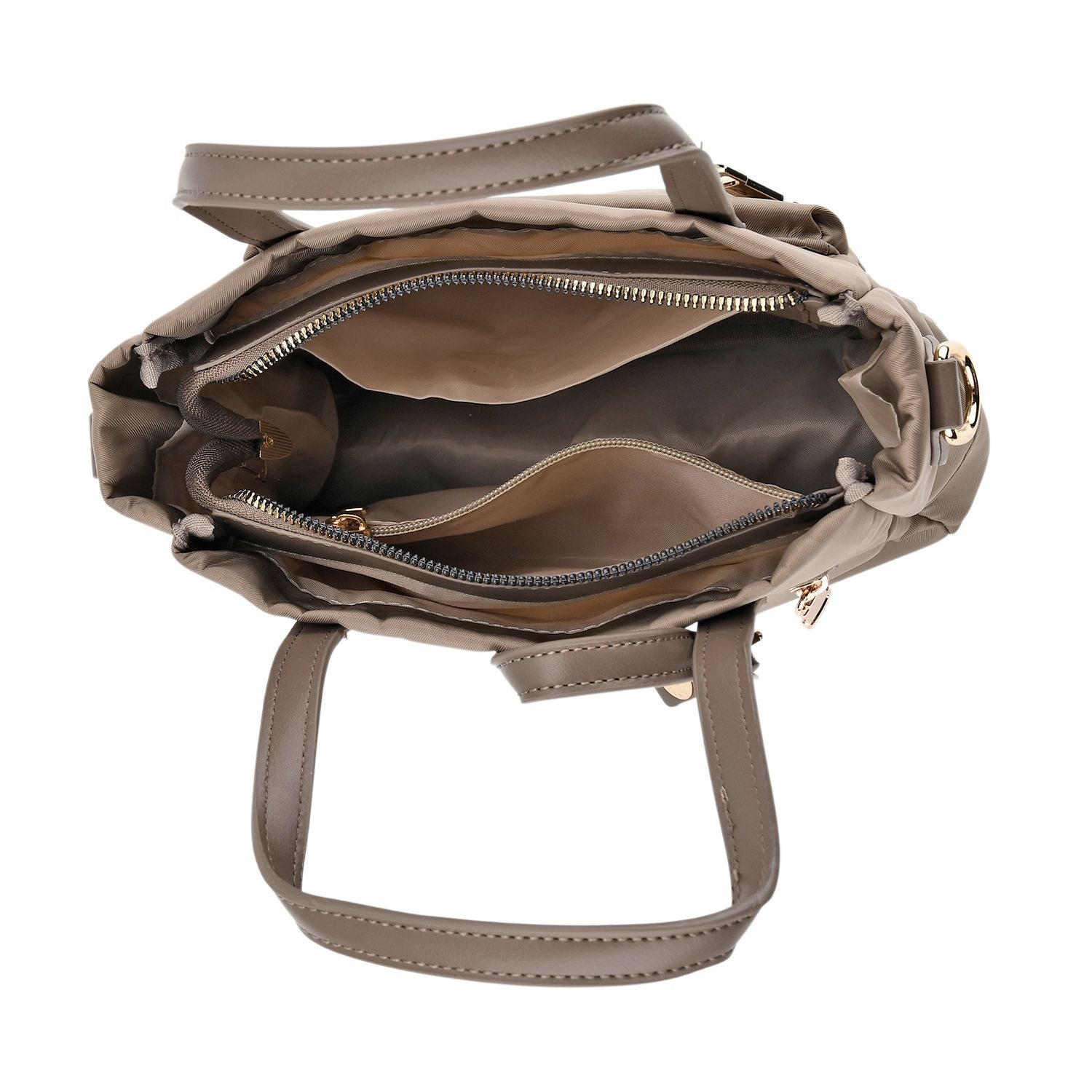 Urban Nylon Crossbody Tasche, 3 Außenfächer und 2 Innenfächer, 22 x 23 x 9 cm, Taupe