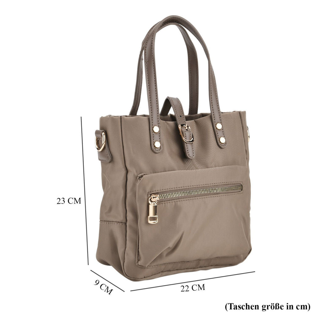 Urban Nylon Crossbody Tasche, 3 Außenfächer und 2 Innenfächer, 22 x 23 x 9 cm, Taupe