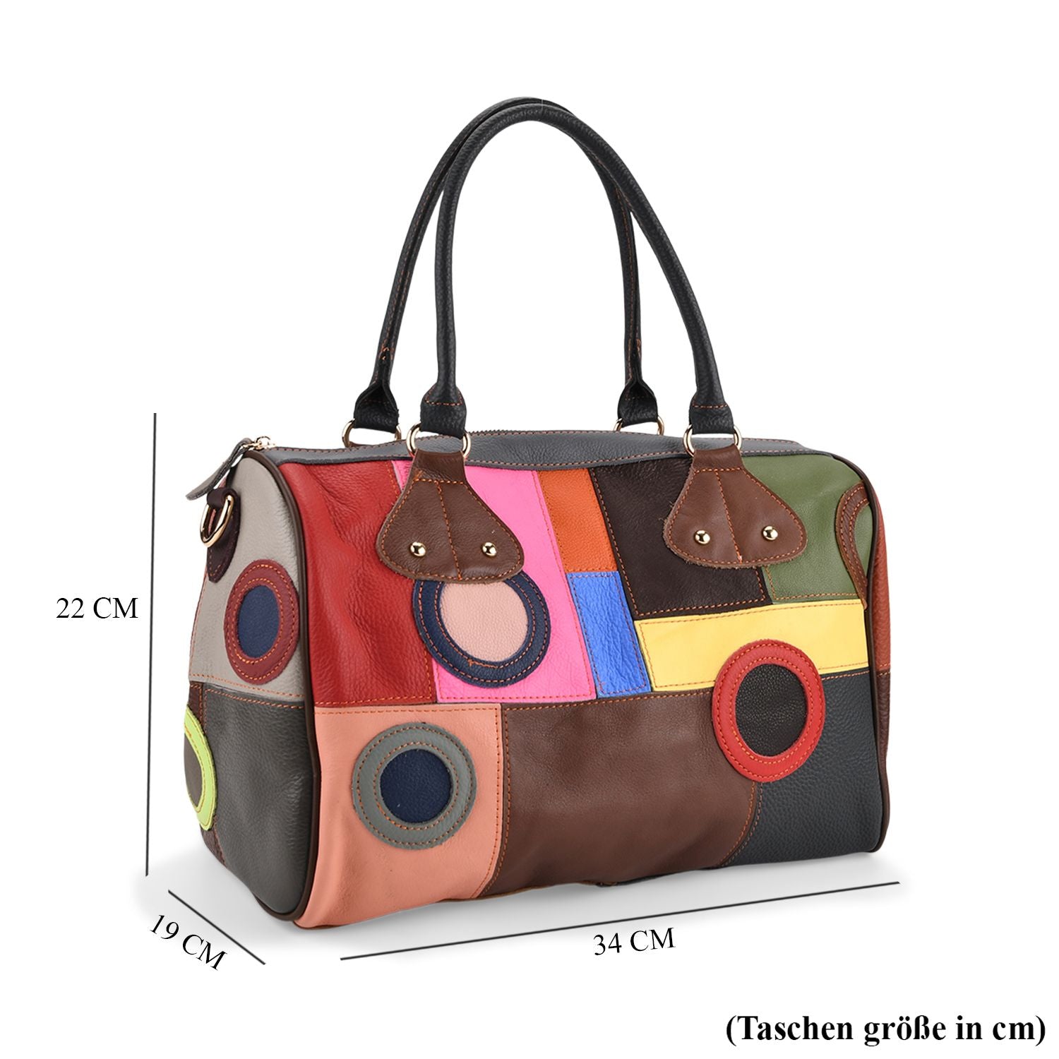 Chaos by Elsie Echtleder-Umhängetasche mit RFID-Schutz, geprägtes Design, 34 x 19 x 22 cm, Mehrfarbig Matt