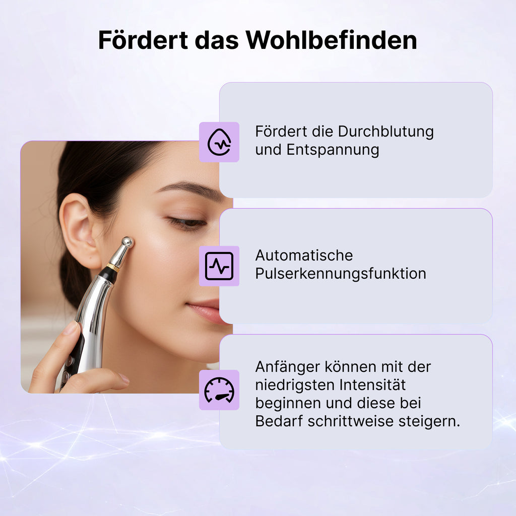 Akupunktur Meridian Stift mit Mikrostrom, wiederaufladbar, 9 Intensitätsstufen, Silber