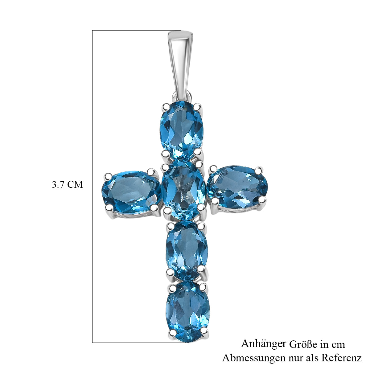 D'Joy London Blau Topas Anhänger 925 Silber rhodiniert ca. 5.65 ct