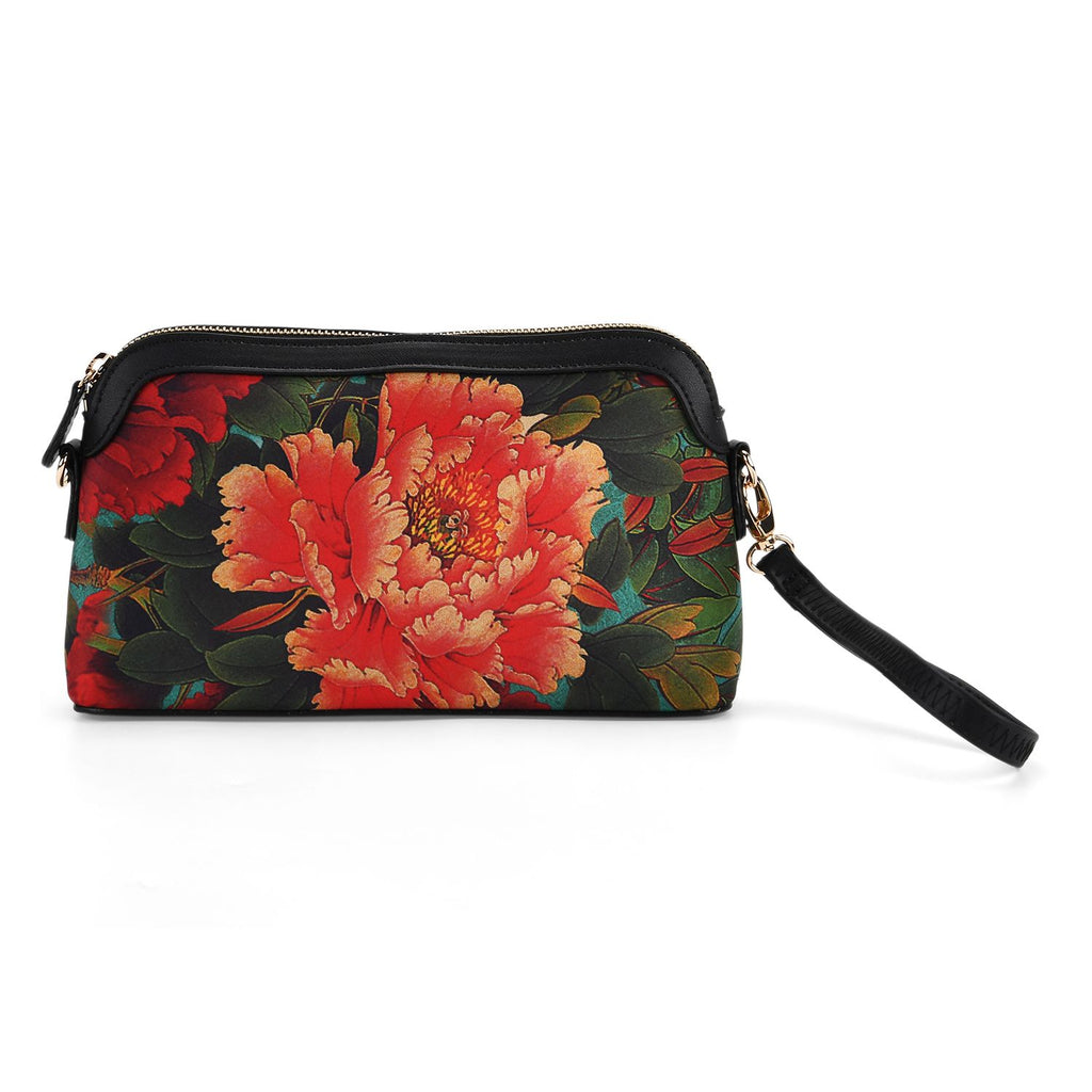 La Marey - Brokat-Crossbody-Bag, 24 x 5.5 x 14 cm, Schwarz Rot