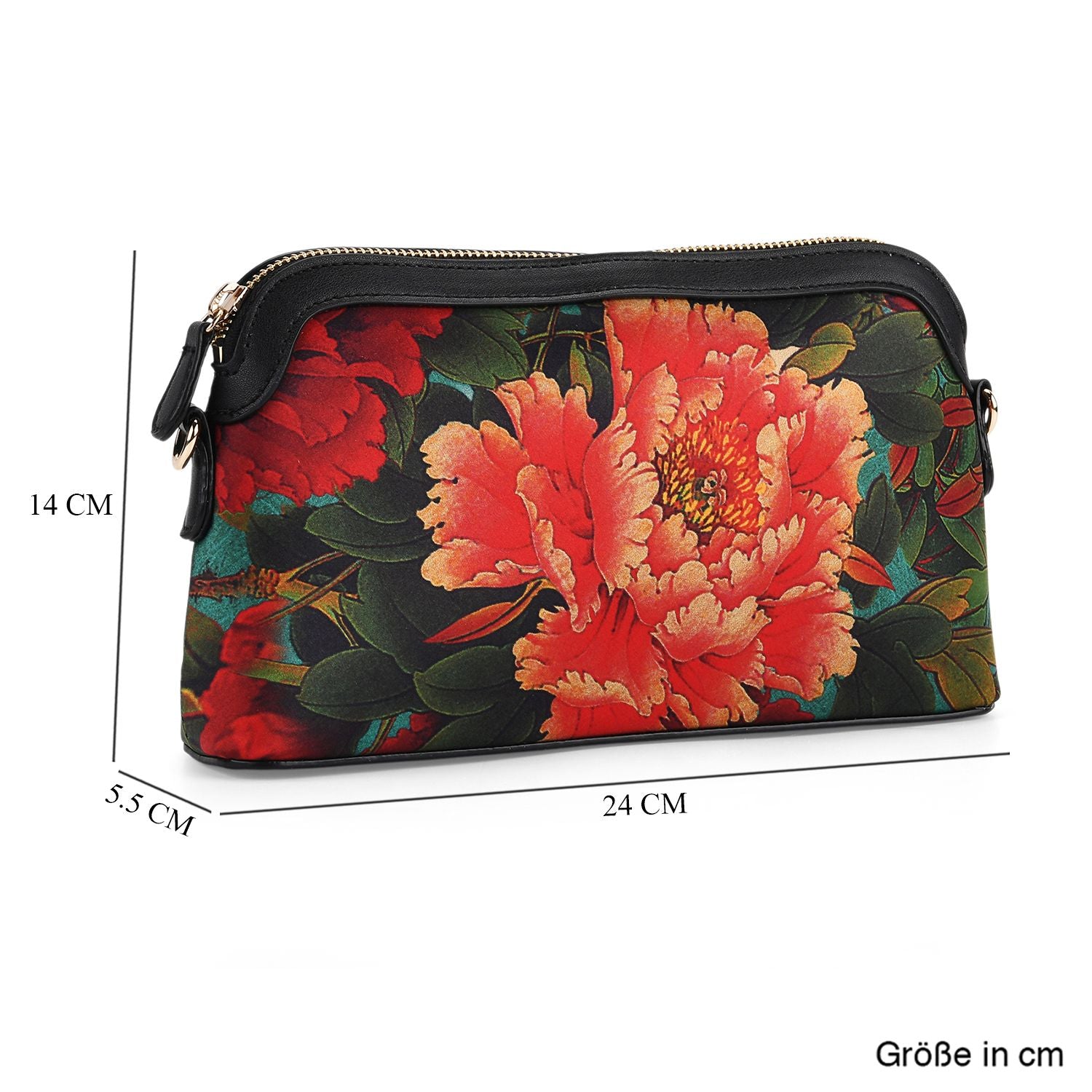La Marey - Brokat-Crossbody-Bag, 24 x 5.5 x 14 cm, Schwarz Rot