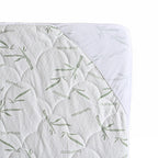 Bamboo waterproof mattress protector Fabric: 190gsm bamboo jacquard (20% bamboo fiber ,80% polyester) +0.02mmPU  Skirt : 75gsm polyester