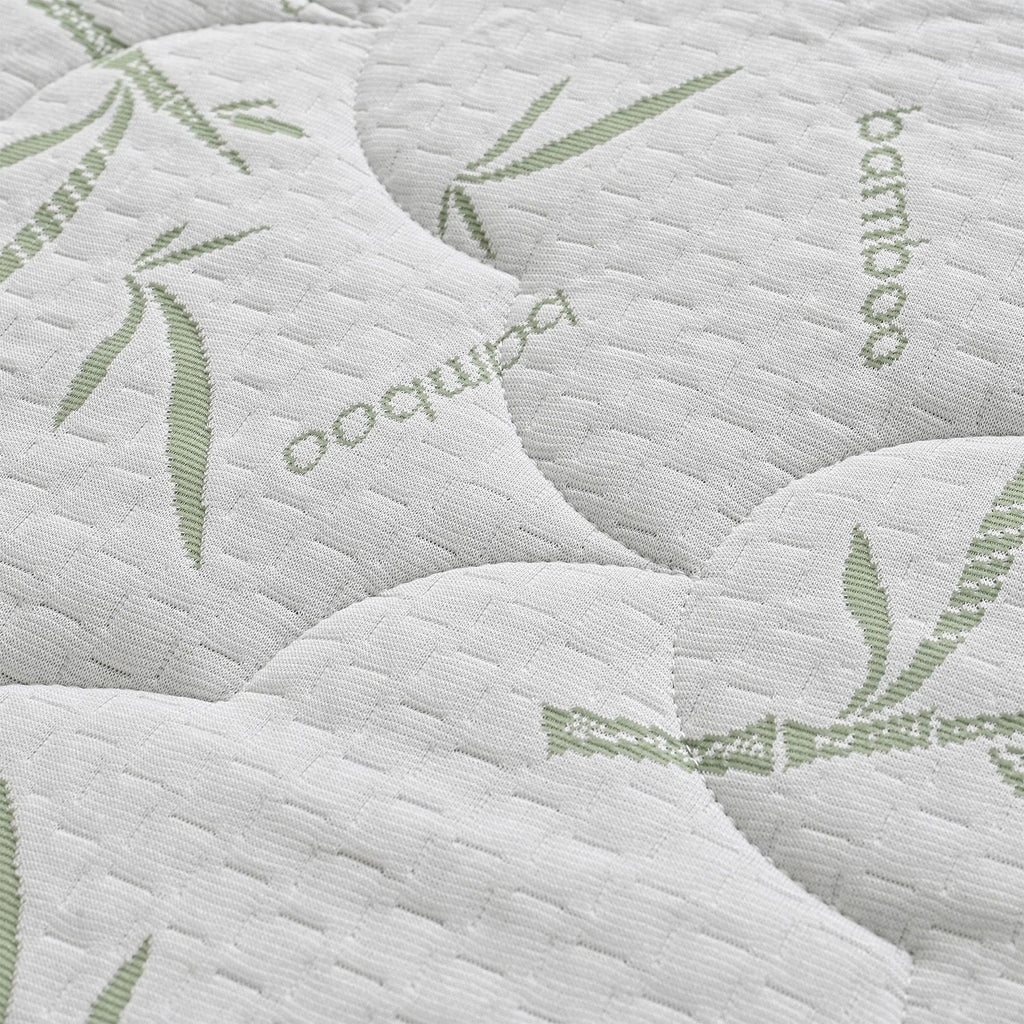 Bamboo waterproof mattress protector Fabric: 190gsm bamboo jacquard (20% bamboo fiber ,80% polyester) +0.02mmPU  Skirt : 75gsm polyester
