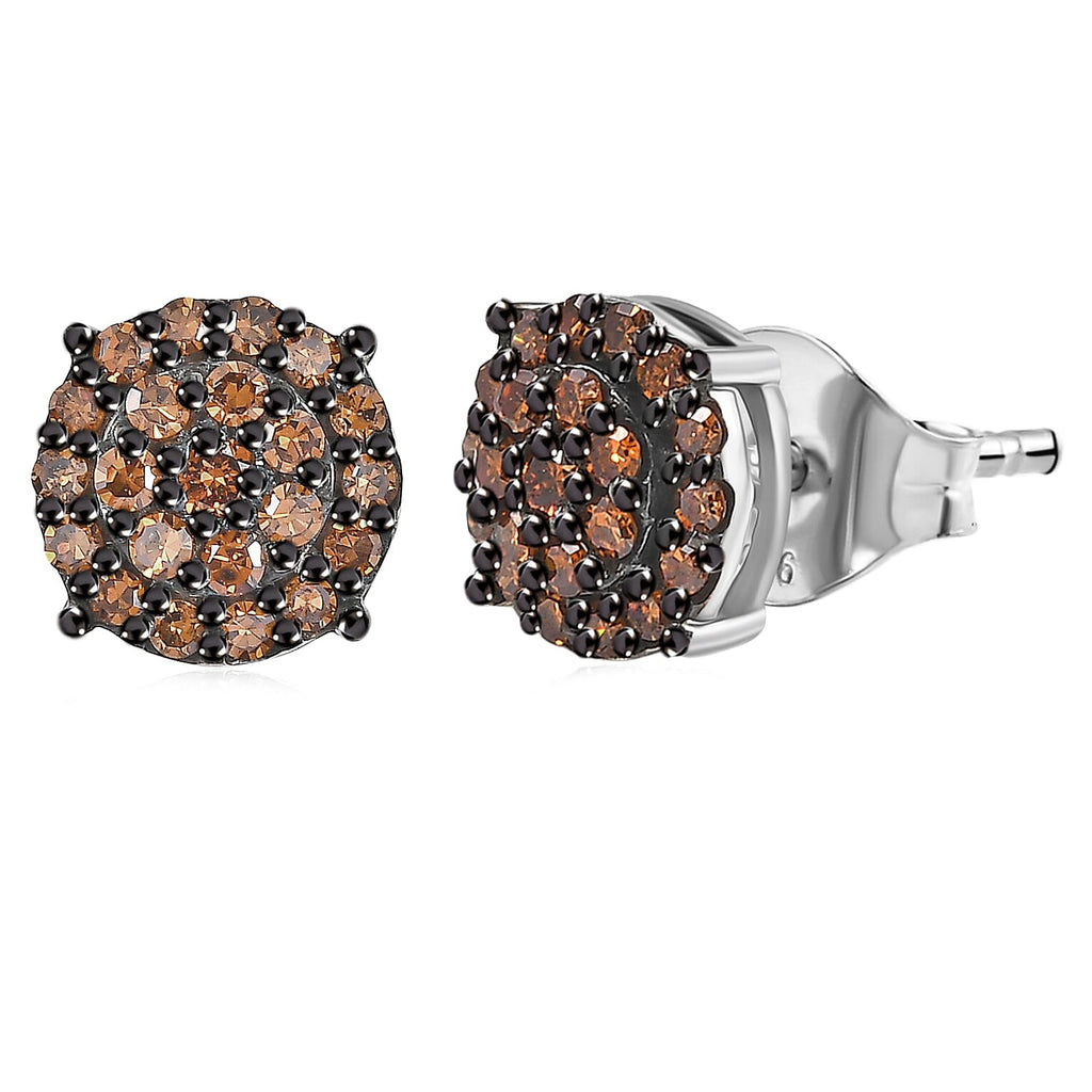 LUXURIANT DIAMOND - Lab Grown Roter Diamant SI Ohrringe 925 Silber Rhodiniert ca. 0.50 ct