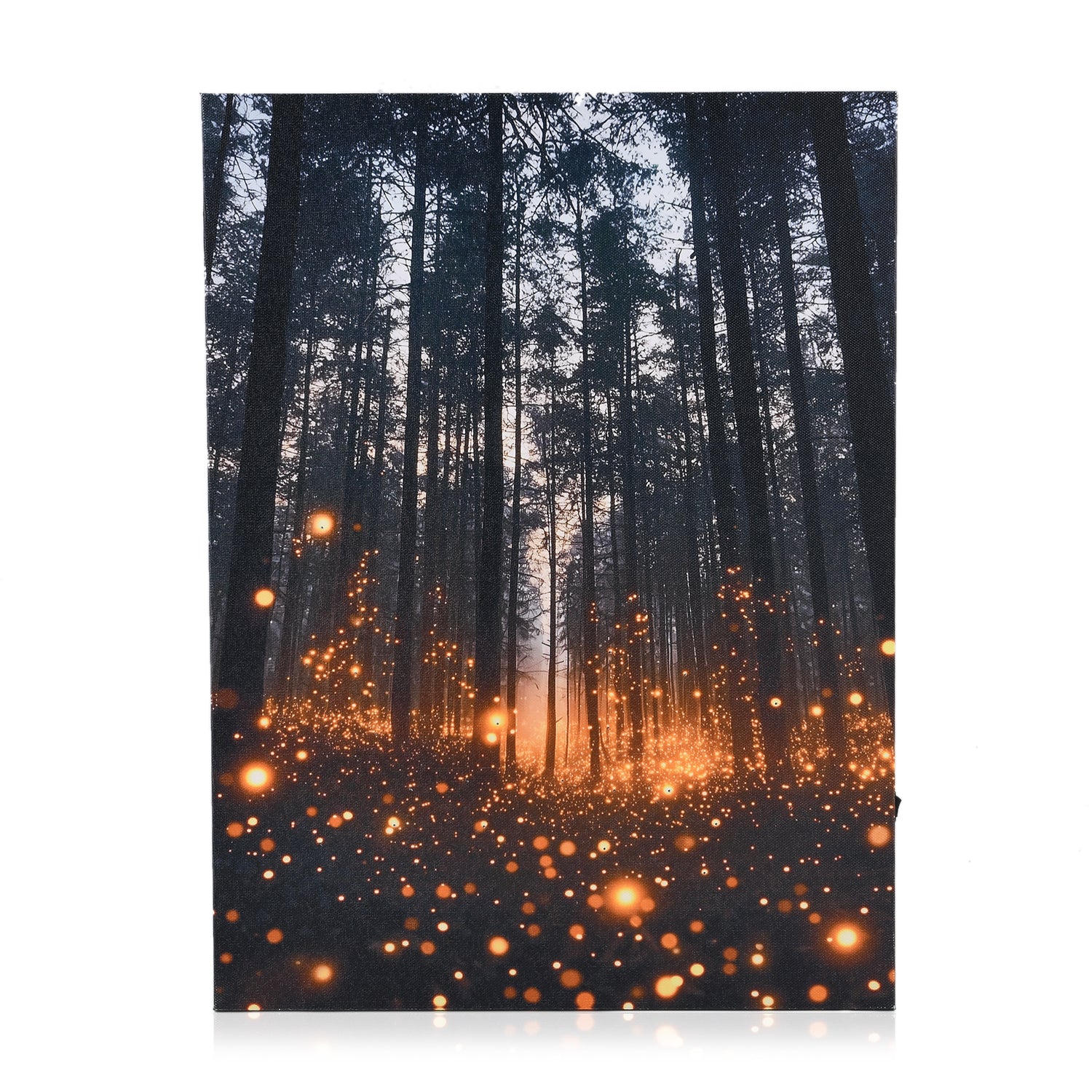 LIVMORE Stadt Skyline Nacht Motiv LED Wandbild mit Glasfaser Lichteffekt 30 x 40 cm