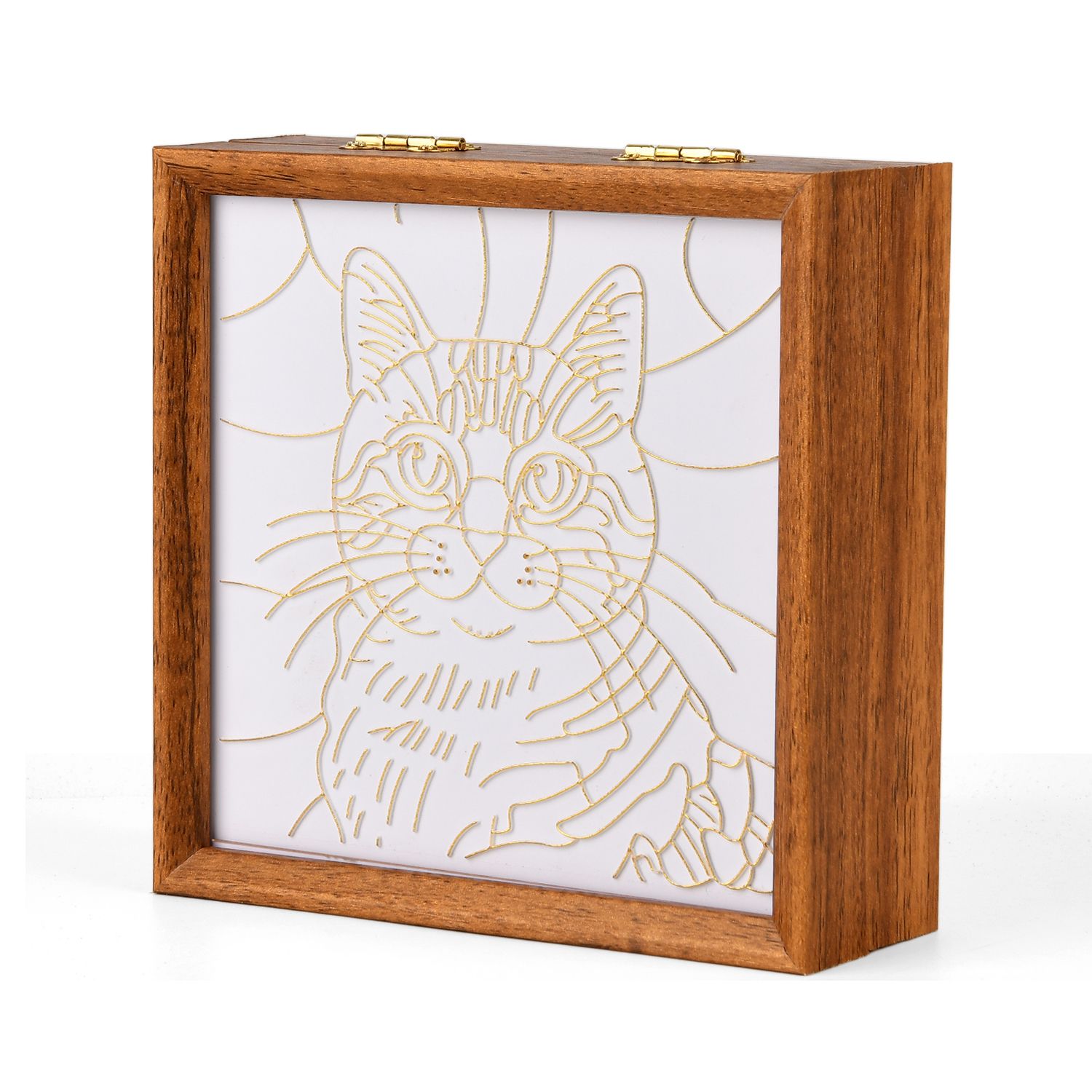GOLDEN LOTTERY Aufbewahrungsbox mit Sandbild zum kreativen Gestalten, Set mit farbigem Sand, wasserbasiertem Kleber, Plastikbecher und Malwerkzeug 23 x 15,3 x 6 cm mehrfarbig Katzenmotiv