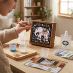 GOLDEN LOTTERY Aufbewahrungsbox mit Sandbild zum kreativen Gestalten, Set mit farbigem Sand, wasserbasiertem Kleber, Plastikbecher und Malwerkzeug 23 x 15,3 x 6 cm, Elefantenmotiv