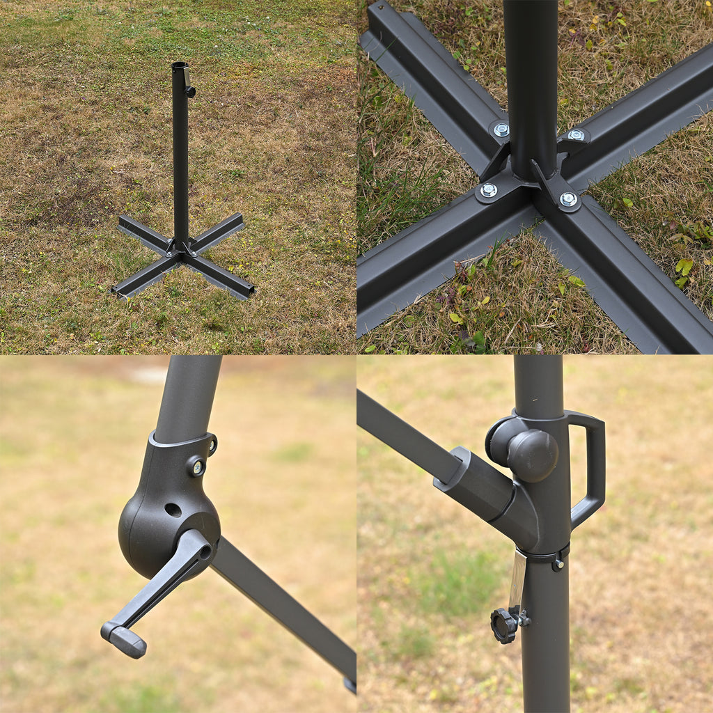 Garten Sonnenschirm, Stahlgestell, 3 m, 6 Streben, Grün