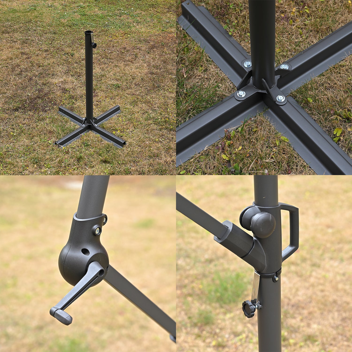 Garten Sonnenschirm, Stahlgestell, 3 m, 6 Streben, Grün