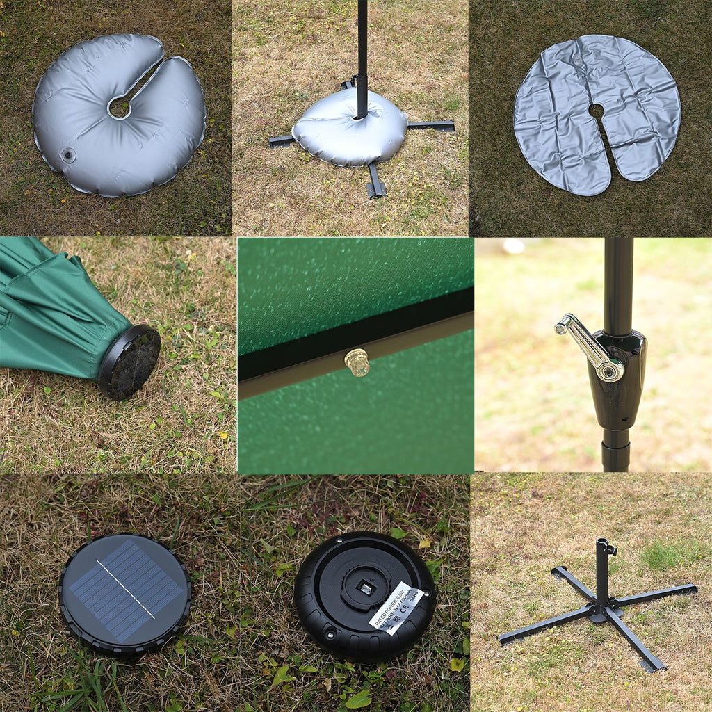 Garten Sonnenschirm, Stahlgestell, 3 m, 6 Streben, Grün