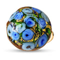 IL MURANO DI FRANCESCA - Blaues MILLEROSE CABOCHON Ring 925 Silber 750 Gelbgold Vermeil (Größe 17.00)