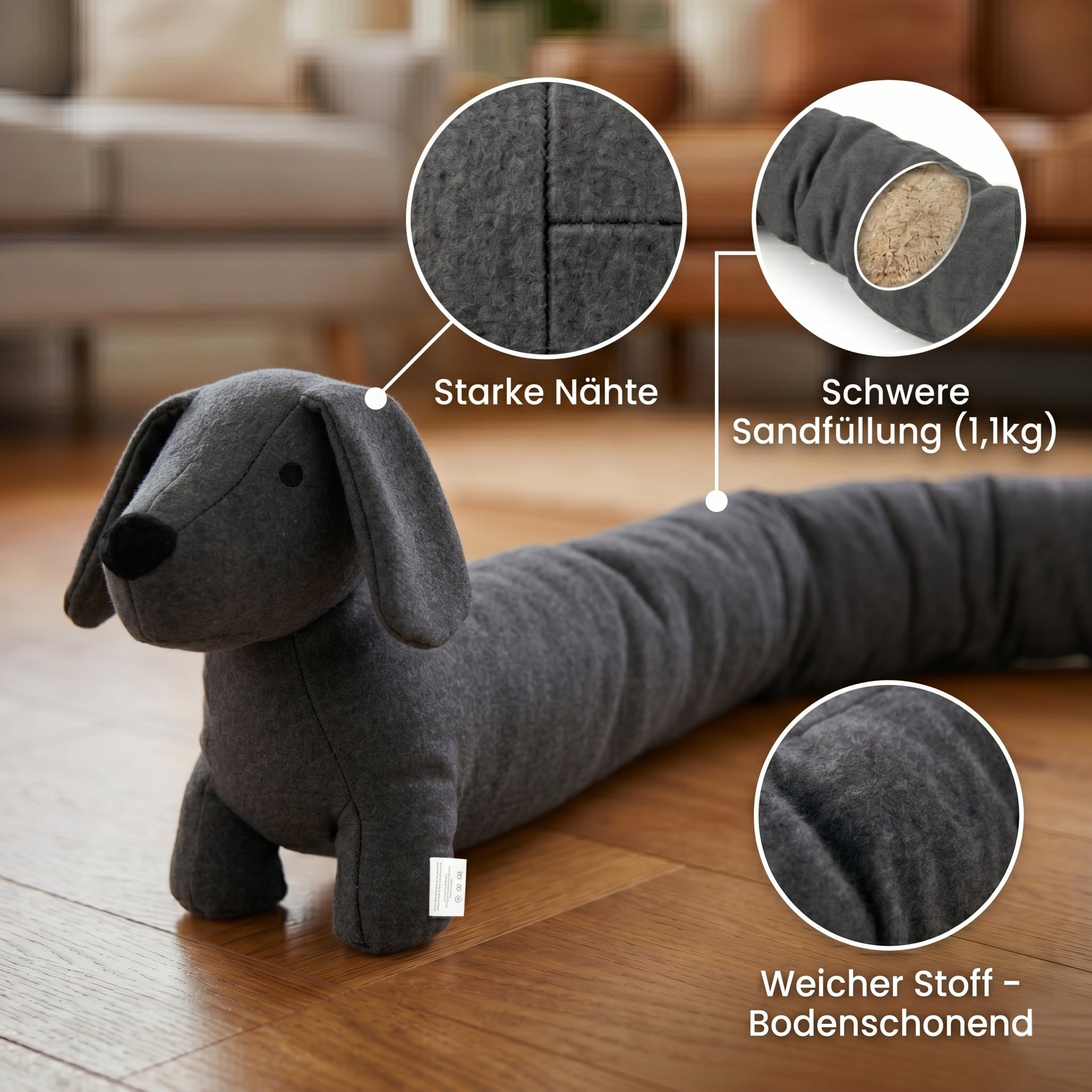 LIVMORE Türstopper mit Klemmschutz und Türschutz, Grau