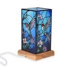 LED Tischlampe, Eschenholz und Acryl, mit USB Anschluss, Mehrfarbig