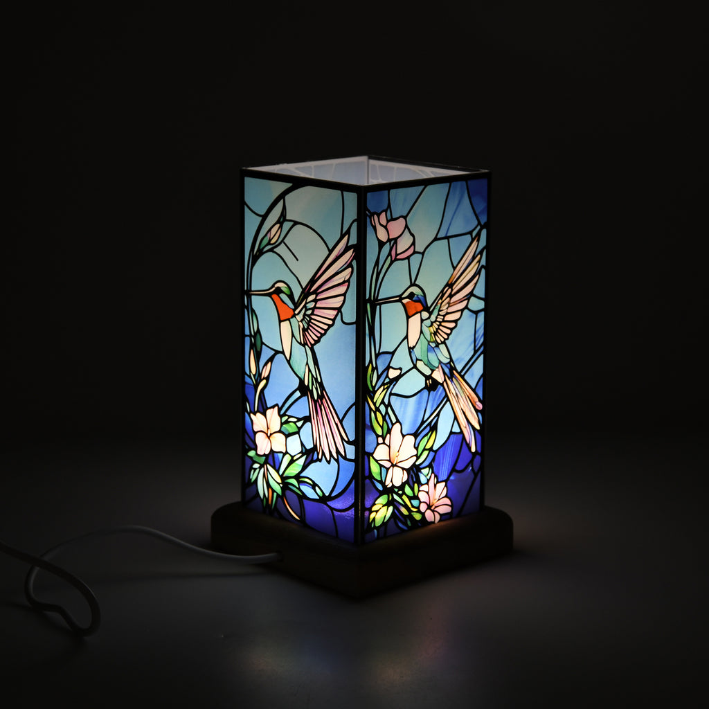 LED Tischlampe, Eschenholz und Acryl, mit USB Anschluss, Mehrfarbig