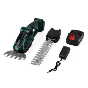Akku Gras und Strauchschere, 2 in 1 Gartenschneider, 6000 mAh, 390 W, Grün
