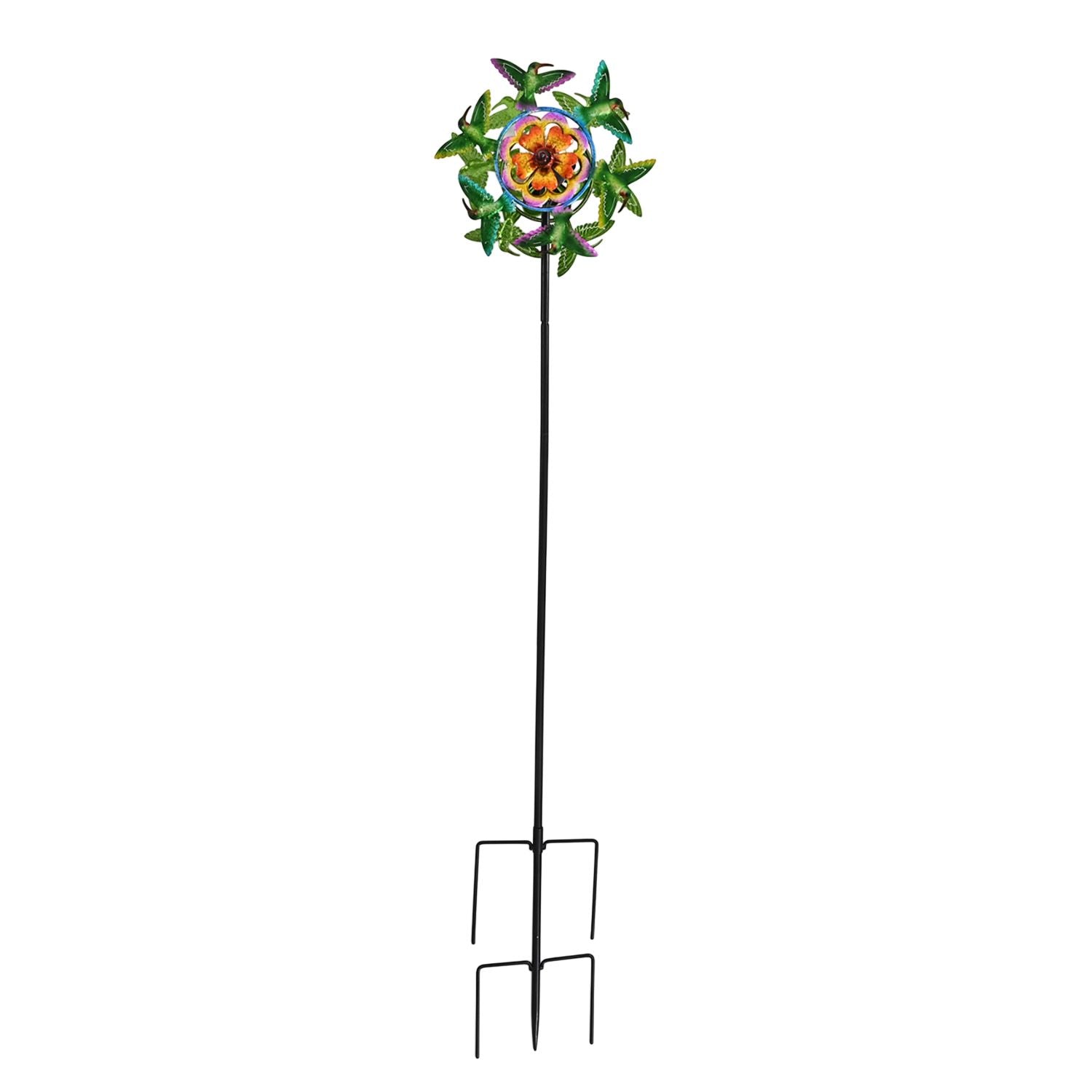 Solar Gartenleuchte Windrad, Eisen, 140 cm, Mehrfarbig