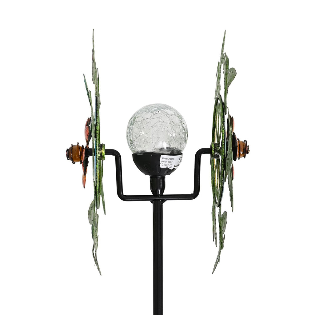 Solar Gartenleuchte Windrad, Eisen, 140 cm, Mehrfarbig