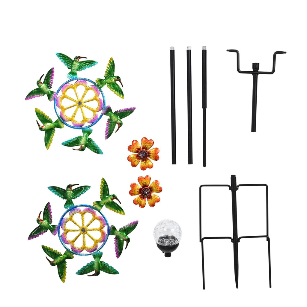 Solar Gartenleuchte Windrad, Eisen, 140 cm, Mehrfarbig
