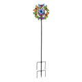 Solar Gartenleuchte Windrad, Eisen, 140 cm, Mehrfarbig